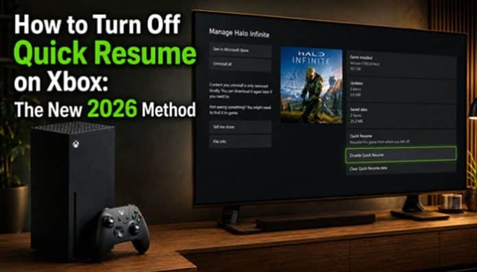 How to turn off Quick Resume on Xbox in 2026 with Quick Resume settings displayed on screen