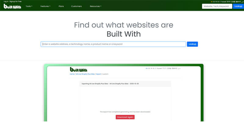 BuiltWith - Best for Competitor Technology Stacks - Startup Editor | Startup Editor BuiltWith technology lookup platform highlighted among the Best Free Competitor Analysis Tools in 2026 for identifying competitors’ website technologies and software stacks.