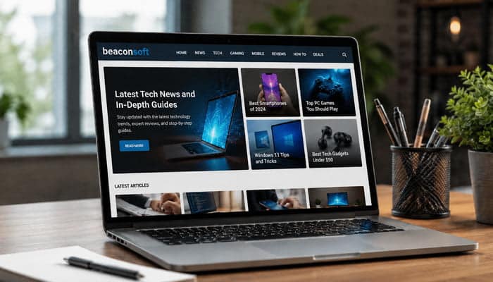 What Is BeaconSoft - Startupeditor | Startup Editor BeaconSoft Latest Tech Info displayed on a laptop showing technology news, smartphones, gaming and software guides.