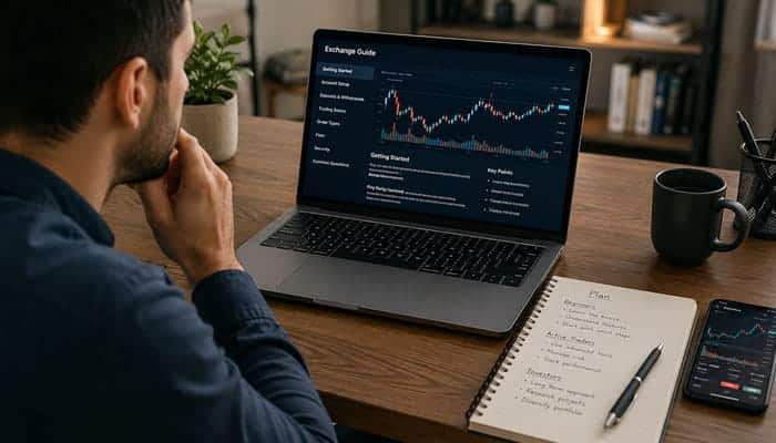 Who Might Find the RPRInvesting Exchange Guide from RipRoar Useful - Startupeditor | Startup Editor Trader reading RPRInvesting Exchange Guide from RipRoar while reviewing charts and investment notes