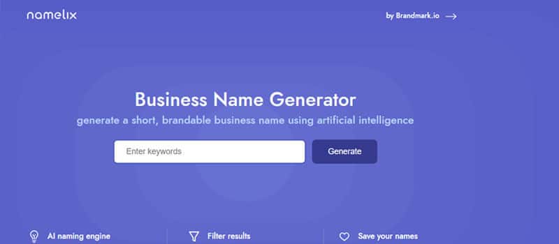 Namelix — Best AI Tool for Startup Naming Ideas - Startup Editor | Startup Editor Best Branding Tools for Startups featuring Namelix, an AI-powered business name generator that creates short, brandable startup names from keywords and lets users filter and save ideas.