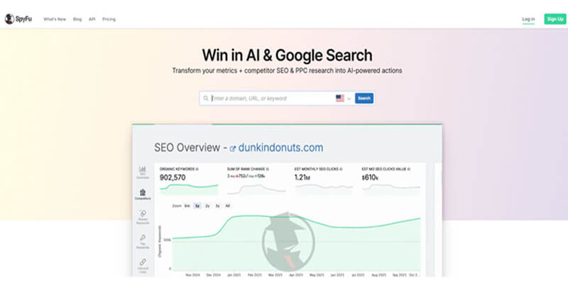 SpyFu - Best for SEO + PPC Competitor Research - Startup Editor | Startup Editor SpyFu SEO competitor research dashboard displaying keyword and traffic metrics among the Best Free Competitor Analysis Tools in 2026.