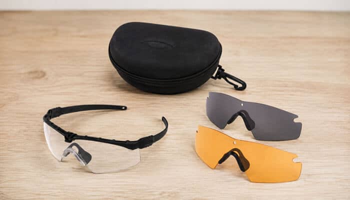 Oakley SI Ballistic M Frame 3.0 NSN and Military Procurement Information - Startup Editor | Startup Editor Oakley SI Ballistic M Frame 3.0 Review displaying interchangeable clear, smoke, and high-contrast lenses with a protective hard case, highlighting versatile ballistic eye protection for tactical missions and shooting sports.