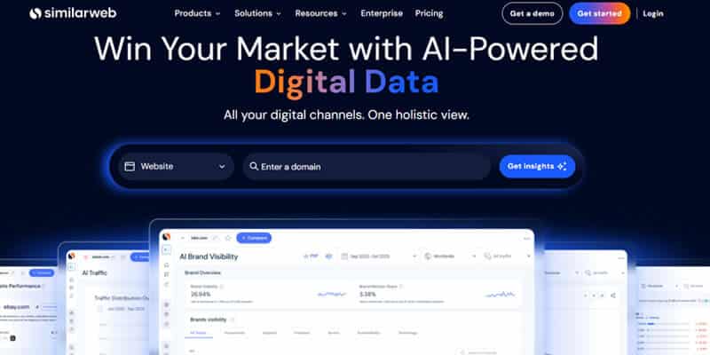 Similarweb - Best for Competitor Traffic Estimates - Startup Editor | Startup Editor Similarweb digital intelligence dashboard showcasing traffic and market insights among the Best Free Competitor Analysis Tools in 2026.