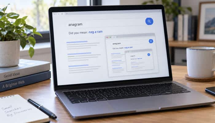 Anagram - Startupeditor | Startup Editor Google Easter Eggs anagram trick showing “nag a ram” in Google Search