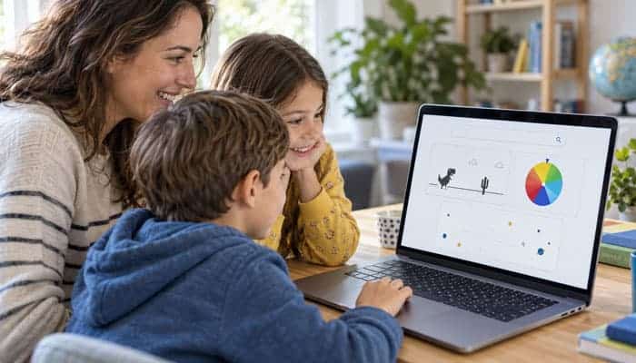 Google Easter Eggs for Kids and Families - Startupeditor | Startup Editor Google Easter Eggs for kids and families shown on a laptop with interactive games