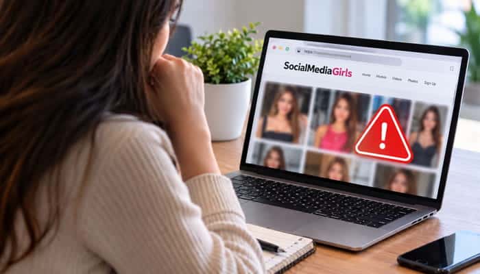 How to Identify an Unofficial or Fake SocialMediaGirls Website - Startupeditor | Startup Editor SocialMediaGirls website warning screen used to identify unofficial or potentially fake websites.