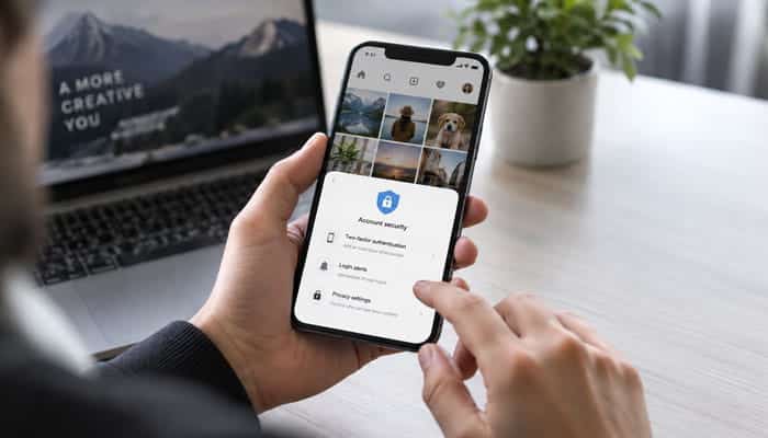 How to Protect Your Own Instagram Account - Startupeditor | Startup Editor Vedere Storie Instagram safely with Instagram account security and privacy settings on a smartphone.