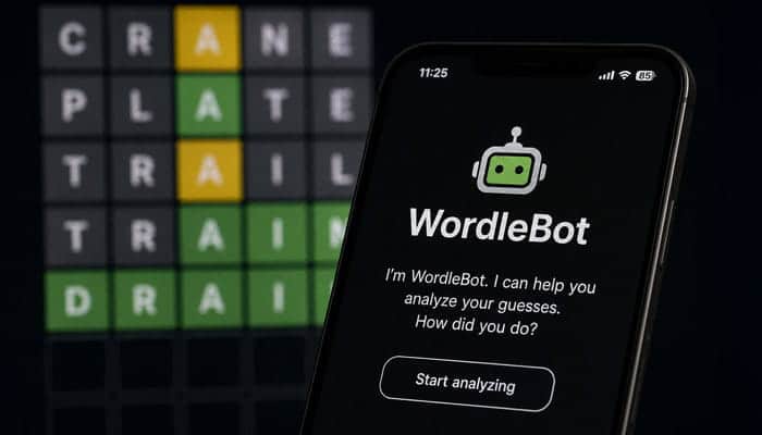 What Is WordleBot - Startupeditor | Startup Editor TechRadar Wordle strategy guide showing WordleBot analysis on a smartphone.