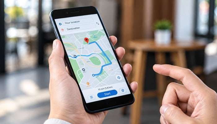 How to Change Home Address on Google Maps on Android - Startup Editor | Startup Editor How to Change Home Address on Google Maps on a smartphone displaying a navigation route between the current location and destination.