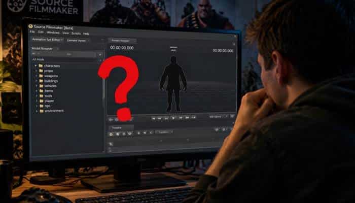 Why Is My Model Missing From the SFM Model Browser? - Startup Editor | Startup Editor SFM Compile troubleshooting screen showing missing Source Filmmaker model issues and asset loading problems during compilation workflow