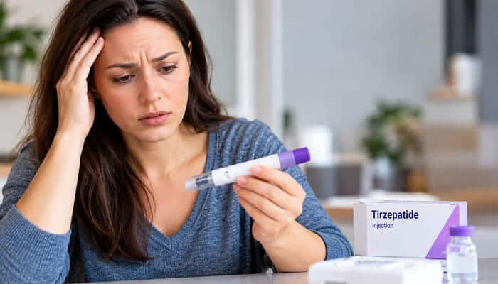 What Should You Do If You Accidentally Inject Too Much Tirzepatide - Startupeditor | Startup Editor Woman seeking phone advice about a possible error in tirzepatide dosing for weight loss in units.