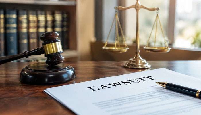 What Happens to a Counterclaim if the Plaintiff Dismisses the Lawsuit? - Tycoonstory | Startup Editor What Is a Counterclaim in Civil Court concept featuring a lawsuit document, judge’s gavel, legal books, pen, and scales of justice.