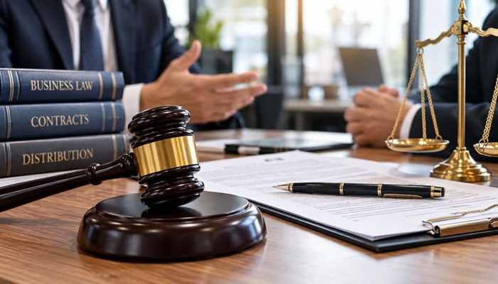 What Can Businesses Learn From the Trulife Distribution Lawsuit? - Startup Editor | Startup Editor Trulife Distribution Lawsuit concept featuring a gavel, business law books, contracts, and a legal discussion at an office table.